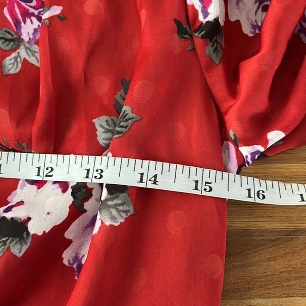 WAYF Red Roses Ruffle Wrap Mini Dress XS - Picture 12 of 15